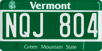 VT license plate NQJ804
