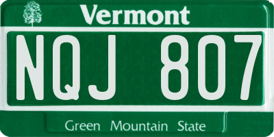 VT license plate NQJ807