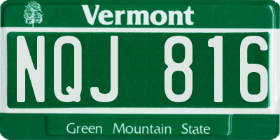 VT license plate NQJ816