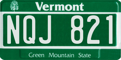 VT license plate NQJ821