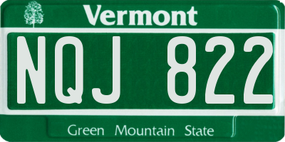VT license plate NQJ822