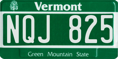 VT license plate NQJ825