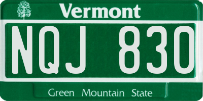 VT license plate NQJ830