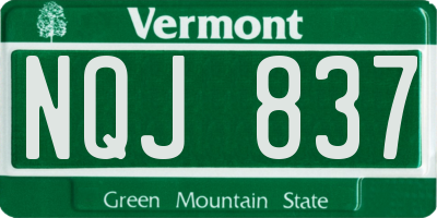 VT license plate NQJ837