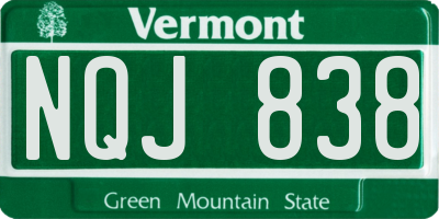 VT license plate NQJ838