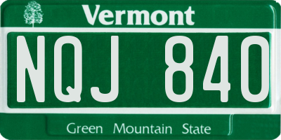 VT license plate NQJ840