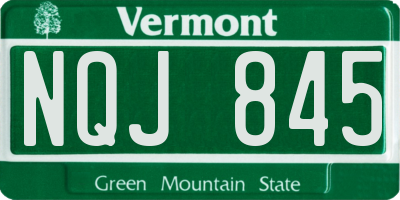 VT license plate NQJ845