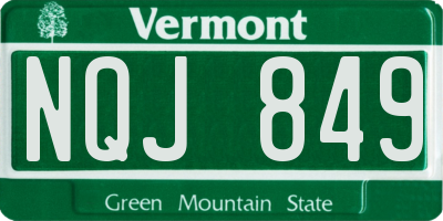 VT license plate NQJ849