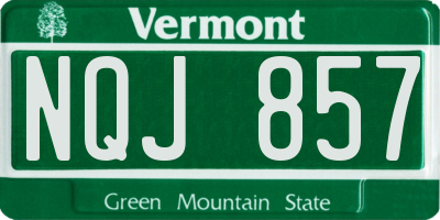 VT license plate NQJ857