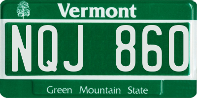 VT license plate NQJ860