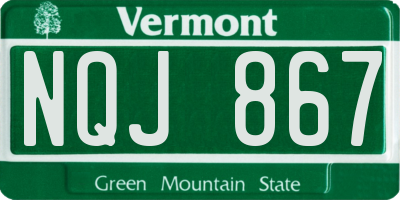 VT license plate NQJ867