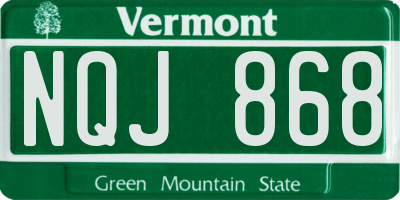 VT license plate NQJ868