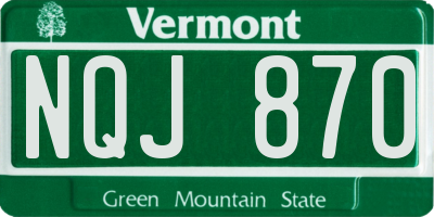 VT license plate NQJ870