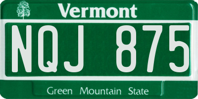 VT license plate NQJ875