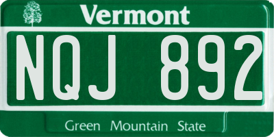 VT license plate NQJ892