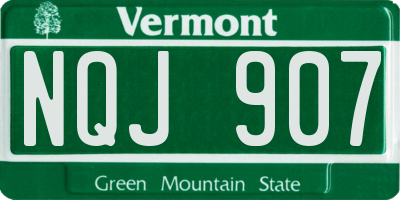 VT license plate NQJ907
