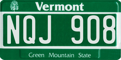 VT license plate NQJ908