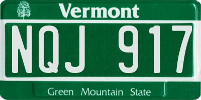 VT license plate NQJ917