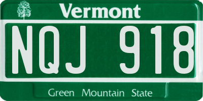 VT license plate NQJ918