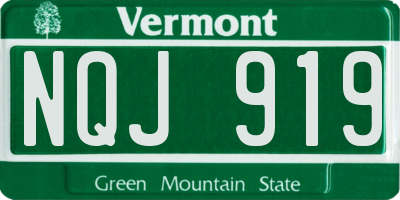 VT license plate NQJ919