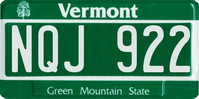VT license plate NQJ922