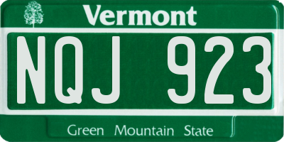 VT license plate NQJ923