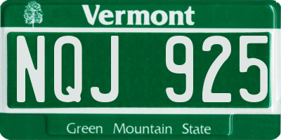 VT license plate NQJ925