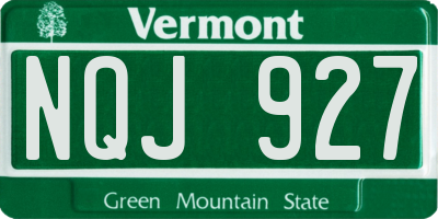 VT license plate NQJ927