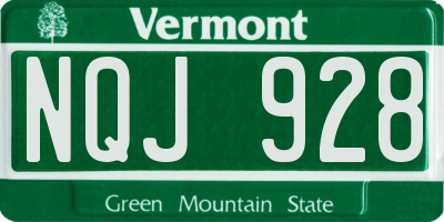 VT license plate NQJ928