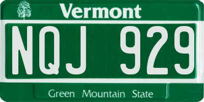VT license plate NQJ929