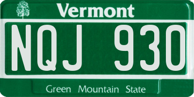 VT license plate NQJ930
