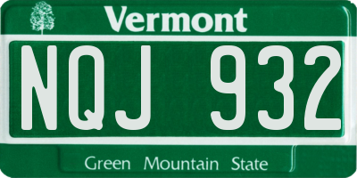 VT license plate NQJ932