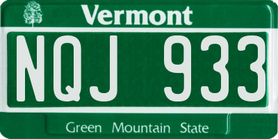 VT license plate NQJ933
