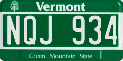 VT license plate NQJ934