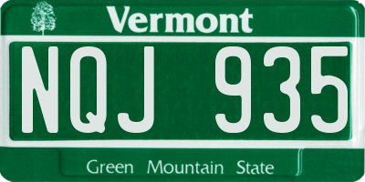 VT license plate NQJ935