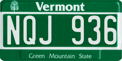 VT license plate NQJ936