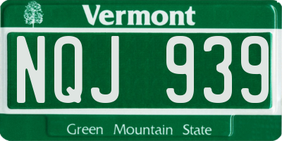 VT license plate NQJ939