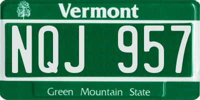 VT license plate NQJ957