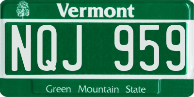 VT license plate NQJ959