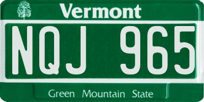 VT license plate NQJ965