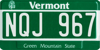 VT license plate NQJ967