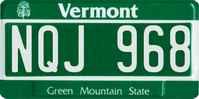 VT license plate NQJ968
