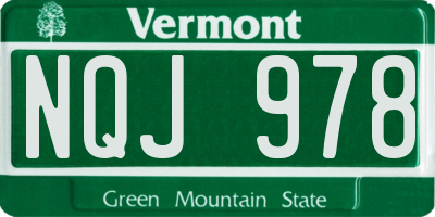 VT license plate NQJ978