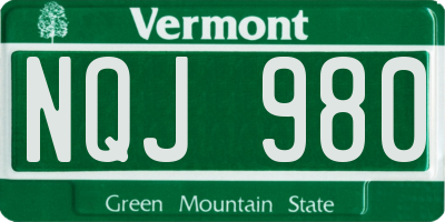 VT license plate NQJ980