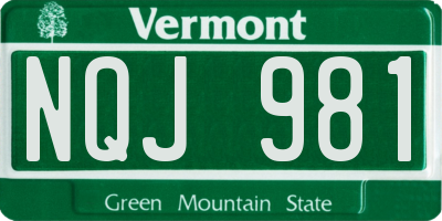 VT license plate NQJ981