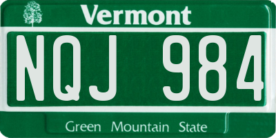 VT license plate NQJ984