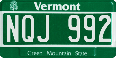 VT license plate NQJ992