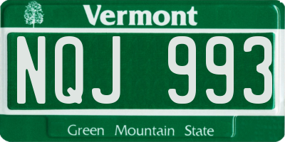 VT license plate NQJ993
