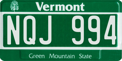 VT license plate NQJ994