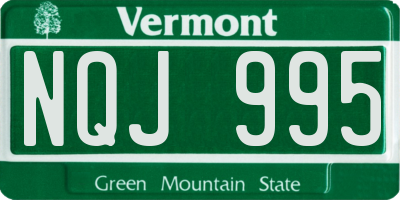 VT license plate NQJ995